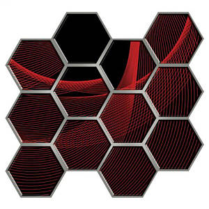 Декоративні 3д панелі для стін що миються соти червоні 280х300х5мм Самоклеючі ПВХ 3 D панелі ціна за 1 шт.