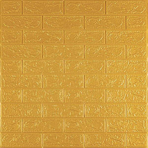 Декоративні 3д панелі для стін що миються Цегла 700х770х7мм Самоклеючі 3 D панелі колір Золотий
