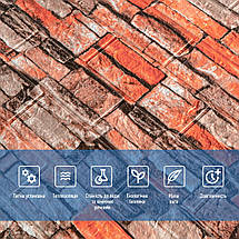 Декоративні 3д панелі для стін що миються під цеглу Катеринославський піщаник 700х770х3мм Самоклеючі ПВХ 3 D панелі, фото 5