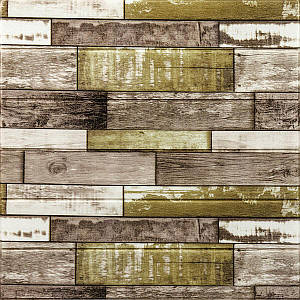 Декоративні 3д панелі для стін що миються сіро-коричневе дерево 700х700х4мм Самоклеючі ППП 3 D панелі