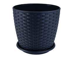 Вазон з підст. "Ротанг" 16*15см. (граніт) 2,1 л