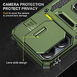 Противоударный чехол для Xiaomi Poco X6 5G ОЛИВКОВЫЙ бронированый чохол на телефон поко х6 з підставка шторка, фото 4