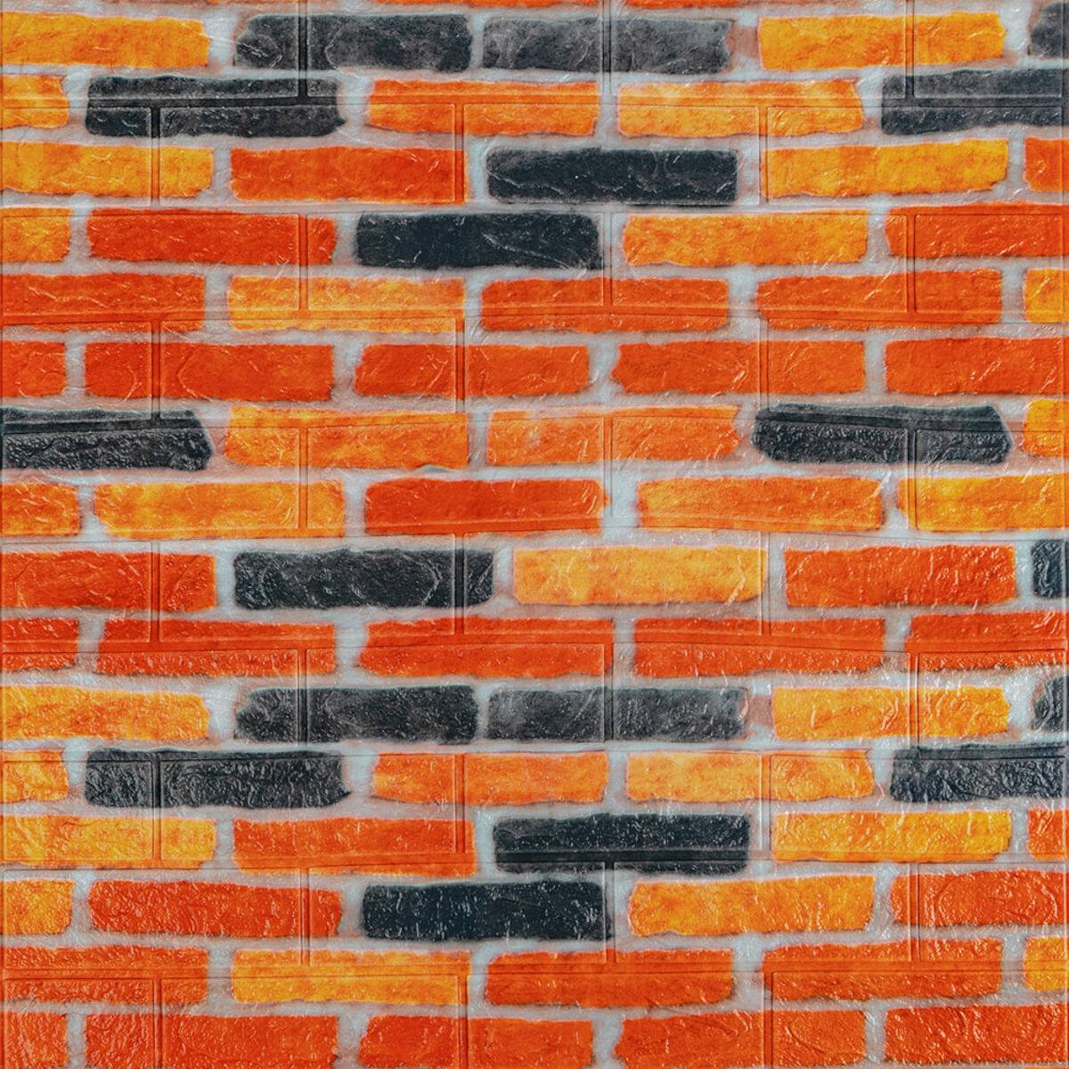 Декоративні 3д панелі для стін що миються під бежево-коричневу цеглу катеринослав 700х770х3мм Самоклеючі ПВХ 3 D панелі