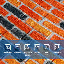 Декоративні 3д панелі для стін що миються під бежево-коричневу цеглу катеринослав 700х770х3мм Самоклеючі ПВХ 3 D панелі, фото 5