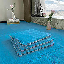 Підлога-пазл плюшевий БЛАКИТНИЙ 30*30*1cm (D) SW-00002090, фото 3