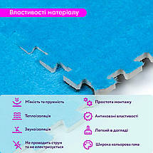 Підлога-пазл плюшевий БЛАКИТНИЙ 30*30*1cm (D) SW-00002090, фото 5