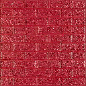 Декоративні 3д панелі для стін що миються Цегла 700х770х5мм Самоклеючі 3 D панелі колір малиново-червоний