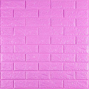 Декоративні 3д панелі для стін що миються Цегла 700х770х5мм Самоклеючі 3 D панелі колір пурпурний