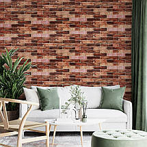 Декоративні 3д панелі для стін в рулоні що миються коричнева цегла 19600x700x3мм Самоклеючі 3 D панелі, фото 2