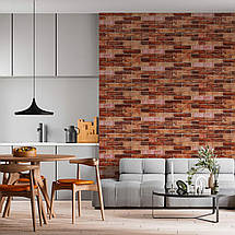 Декоративні 3д панелі для стін в рулоні що миються коричнева цегла 19600x700x3мм Самоклеючі 3 D панелі, фото 4