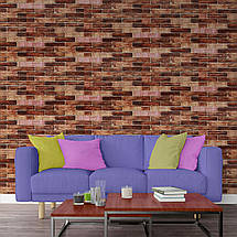 Декоративні 3д панелі для стін в рулоні що миються коричнева цегла 19600x700x3мм Самоклеючі 3 D панелі, фото 5