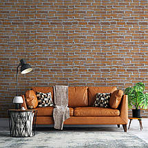 Декоративні 3д панелі для стін в рулоні що миються руда катеринославська цегла 3080x700x3мм Самоклеючі 3 D панелі, фото 4