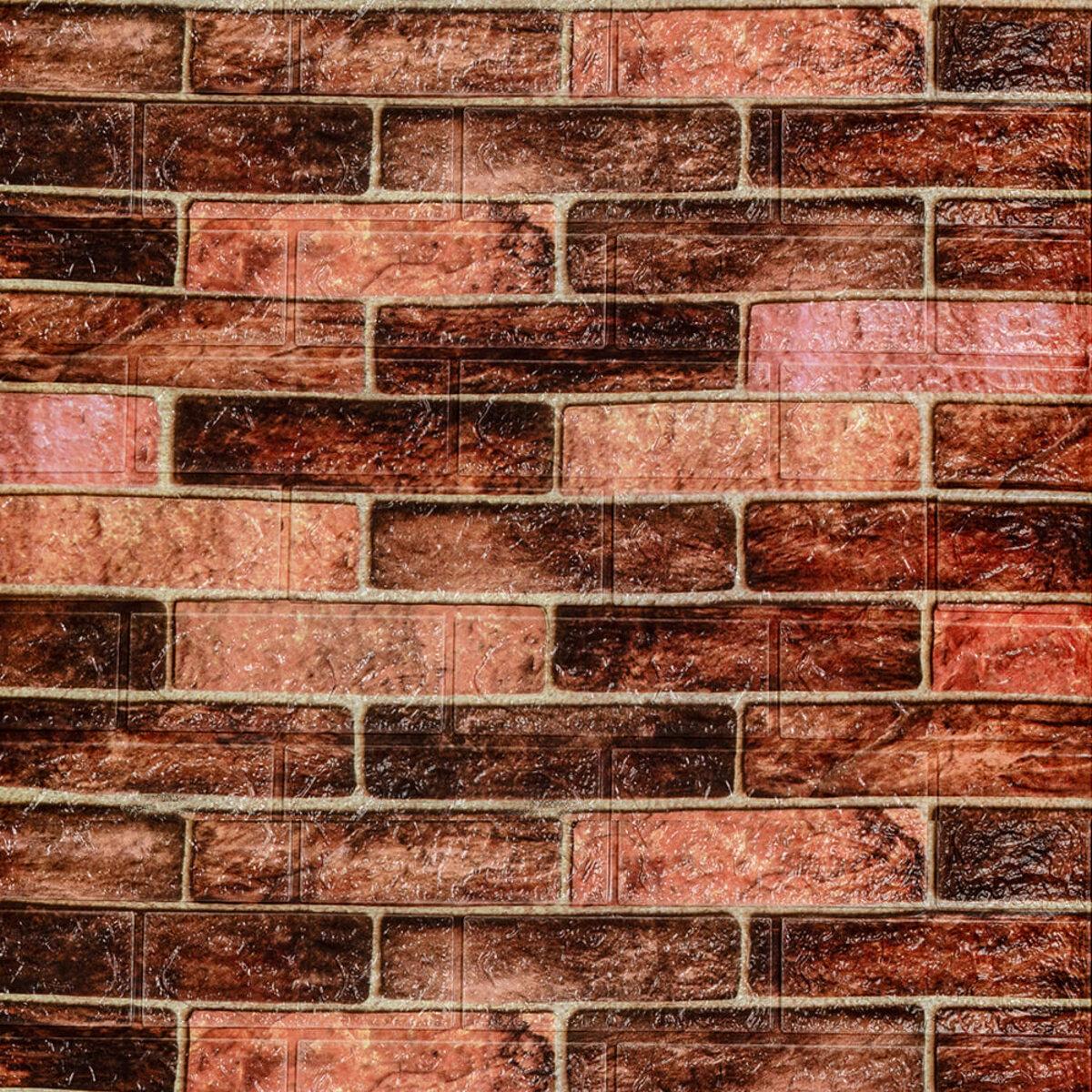 Декоративні 3д панелі для стін в рулоні що миються коричнева цегла 3080x700x3мм Самоклеючі 3 D панелі