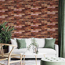 Декоративні 3д панелі для стін в рулоні що миються коричнева цегла 3080x700x3мм Самоклеючі 3 D панелі, фото 2