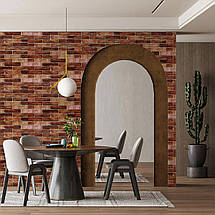 Декоративні 3д панелі для стін в рулоні що миються коричнева цегла 3080x700x3мм Самоклеючі 3 D панелі, фото 3