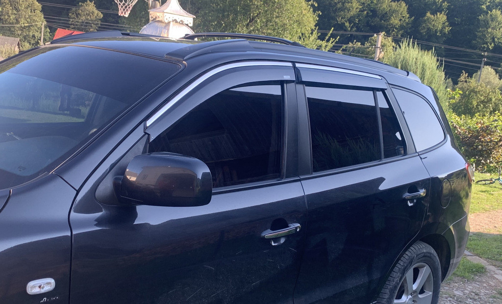 Вітровики з хромом (4 шт, Niken) для Hyundai Santa Fe 2 2006-2012рр