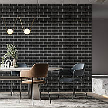 Декоративні 3д панелі для стін що миються чорна цегла з білим 700х700х5мм Самоклеючі 3 D панелі, фото 2