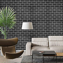 Декоративні 3д панелі для стін що миються чорна цегла з білим 700х700х5мм Самоклеючі 3 D панелі, фото 3
