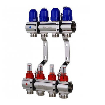 Колекторний блок з витратомірами KOER KR.1110-03 - 1"x4 WAYS (на 4 виходи)