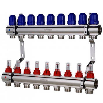 Колекторний блок з витратомірами  KR.1110-09 - 1"x9 WAYS (на 9 виходів)