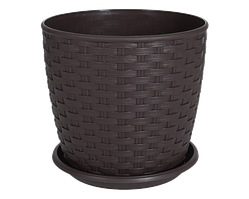 Вазон з підст. "Ротанг" 16*15см. (т.корич.) 2,1 л