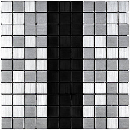 Самоклеюча алюмінієва плитка срібна із чорним мозаїка 300х300х3мм SW-00001825 (D), фото 1