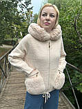Куртка жіноча з вовни альпака з капюшоном (колір "молочний"), фото 2