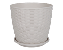 Вазон з підст. "Ротанг" 20*18см. (біла роза) 4,1 л