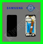 Дисплей Samsung A015M Black А01 2020 (GH81-18209M) сервісний оригінал у зборі з рамкою, широкий конектор