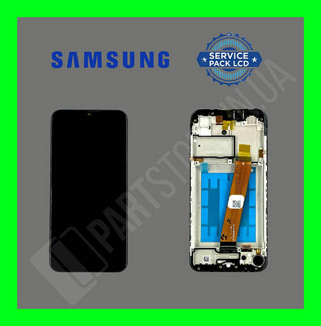 Дисплей Samsung A015M Black А01 2020 (GH81-18209M) сервісний оригінал у зборі з рамкою, широкий конектор, фото 1