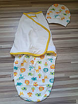 Пелюшка кокон на липучках + шапочка 0-3 міс