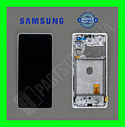 Дисплей Samsung G780 White S20 FE (GH82-24220B) сервісний оригінал у зборі з рамкою (відновлене скло)