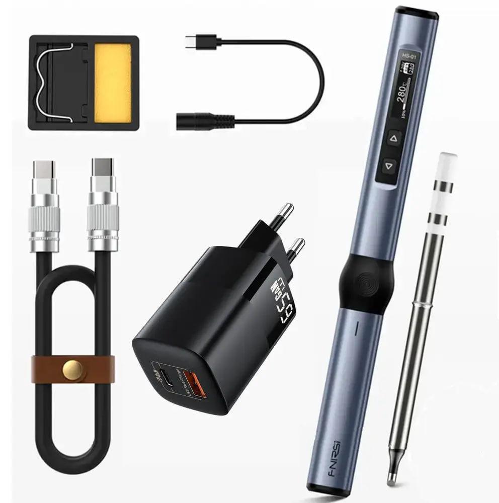 Паяльник Fnirsi HS-01 PD 65вт от powerbank PD + блок живл + кабель (Set 3)