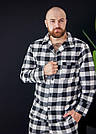 Піжама чоловіча ФЛАНЕЛЬ штани+сорочка КЛІТИНКА ЧОРНО-БІЛА, фото 10