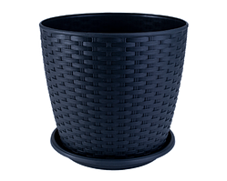 Вазон з підст. "Ротанг" 24*22см. (граніт) 7,6 л