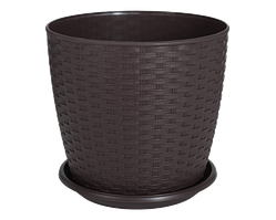 Вазон з підст. "Ротанг" 24*22см. (т.корич.) 7,6 л