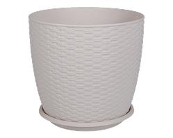 Вазон з підст. "Ротанг" 30*27,5см. (біла роза) 14 л