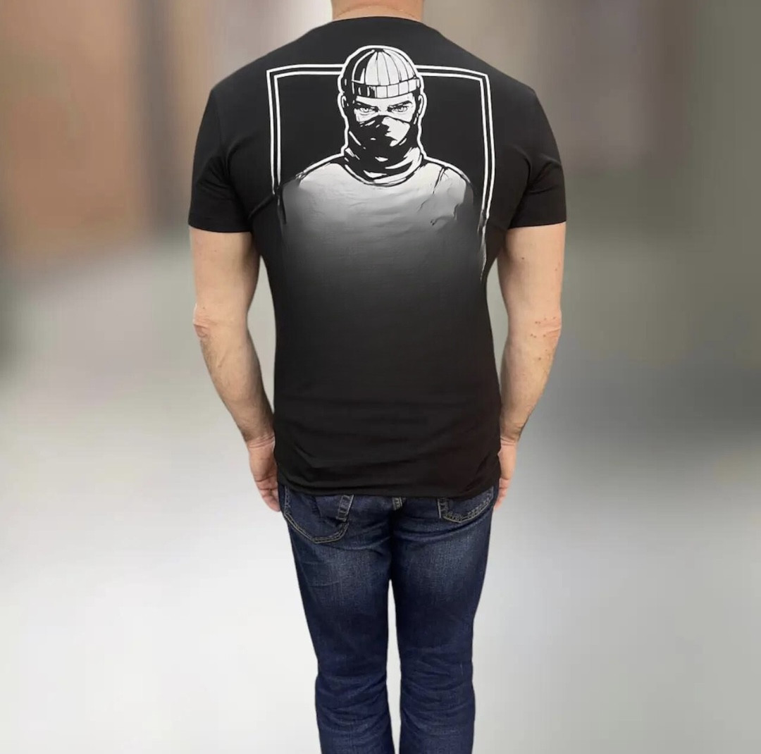 100% з продажу на ЗСУ! Нетолерантна Футболка унісекс з принтом "K... THE RUSSIAN", бавовна (коттон), колір Чорний, розмір S