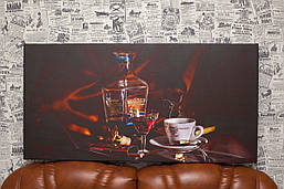 Коньяк і кава. 100x50 см. Фото на полотні.
