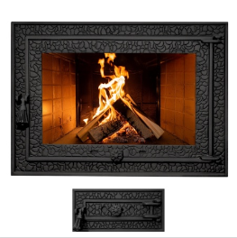 Чавунні дверцята для печі, каміна роздільні зі склом Iron Fire MAGNUS 700x500 + піддувало