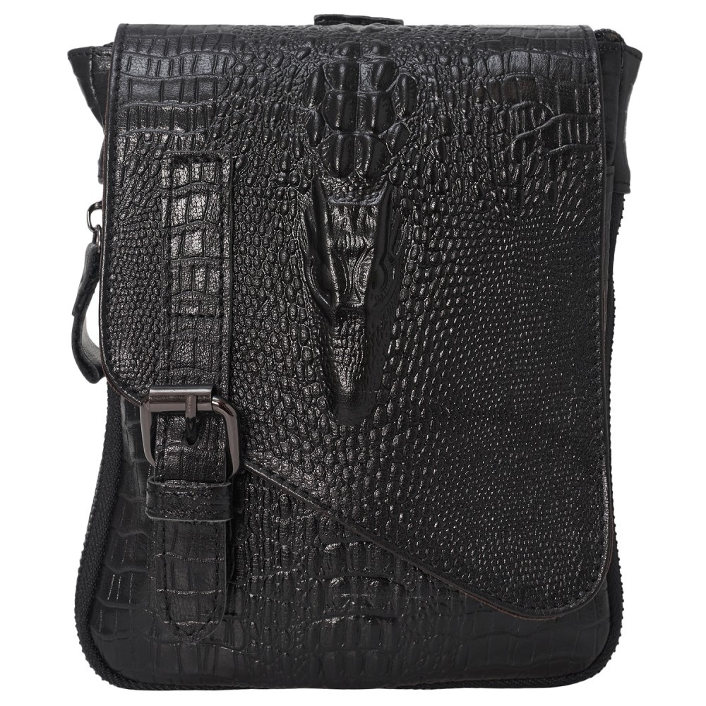 Чоловіча шкіряна сумка через плече BUFFALO BAGS M8000A чорний кроко