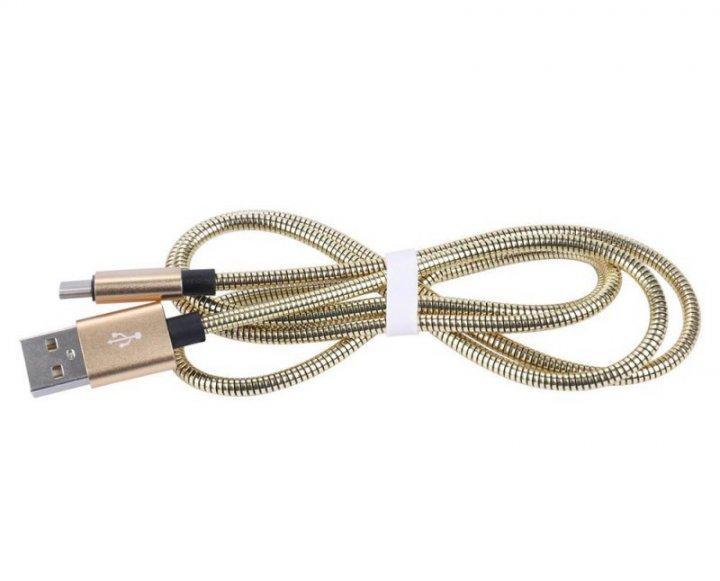 Кабель micro Usb метал золотистий