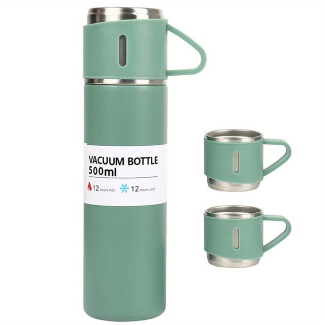 Патранковий набір ваккумний термос із неіржавкої сталі Vacuum Flask Set Зелений