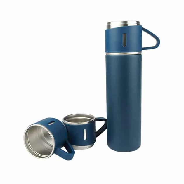 Патранковий набір ваккумний термос із неіржавкої сталі Vacuum Flask Set Синій