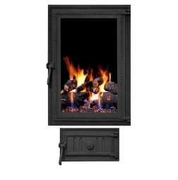 Дверцята камінні чавунні зі склом Iron Fire Brown 440*640