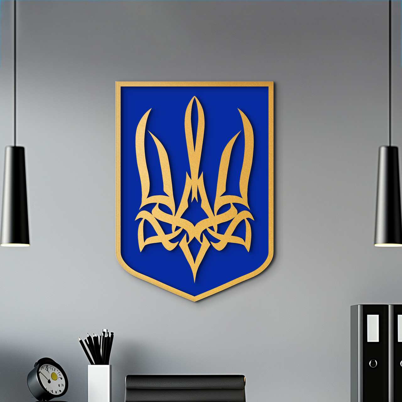Настінний Герб України тризуб життя настінний декор для дому 50x38 см Woodyard (02 тризуб--50x38)