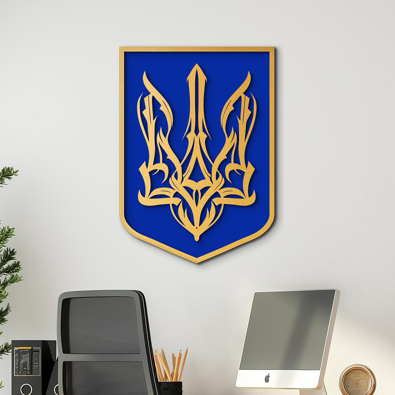 Сучасний Герб України тризуб енергія дерев'яний декор для кімнати 50x38 см Woodyard (04 тризуб--50x38)