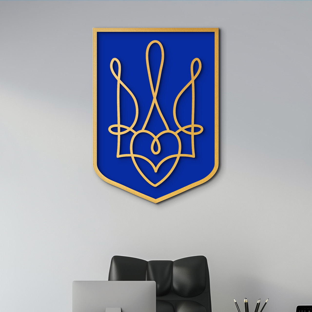 Національний Герб України тризуб любов настінний декор для кімнати 50x38 см Woodyard (06 тризуб--50x38)