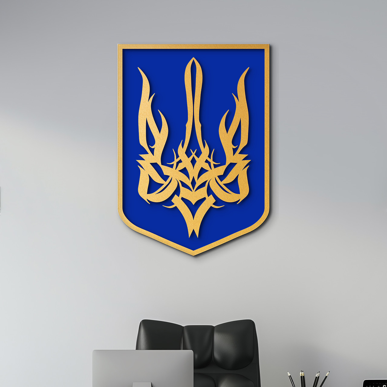 Державний Герб України тризуб офісний сучасний декор для дому 50x38 см Woodyard (07 тризуб--50x38)