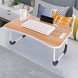 Портативний складаний столик для сніданку і ноутбук з ручкою таблиці підставку в ліжко для планшету дерево